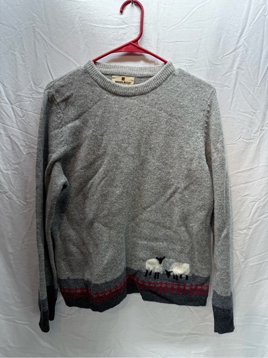 Woolrich Sweaters - Woolrich 100% Lambswool Sheep Sweater Women M Gray Fair Isle Cottagecore